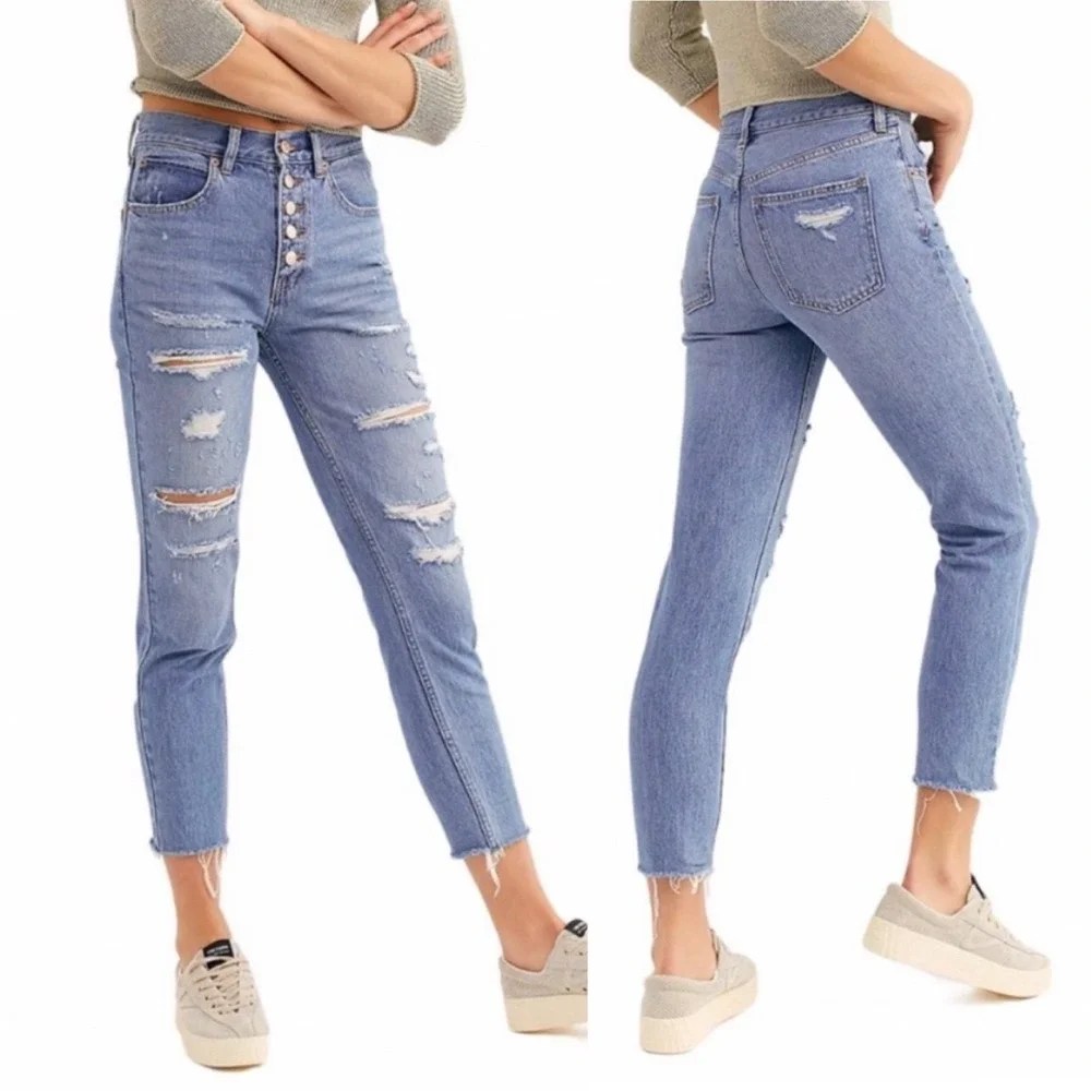 Free People We The Free Blossom Rigid Skinny Jeans in Blue